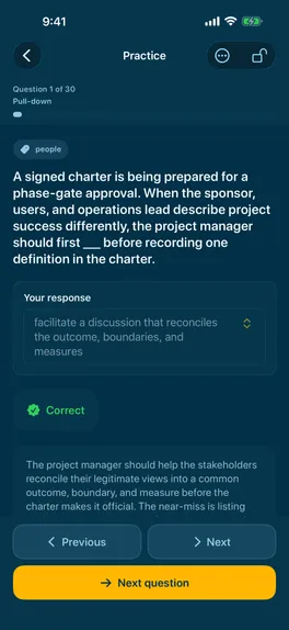 Vital Few answer feedback with an explanation
