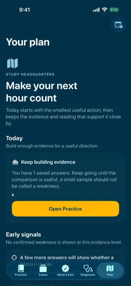 Vital Few personalized study plan screen